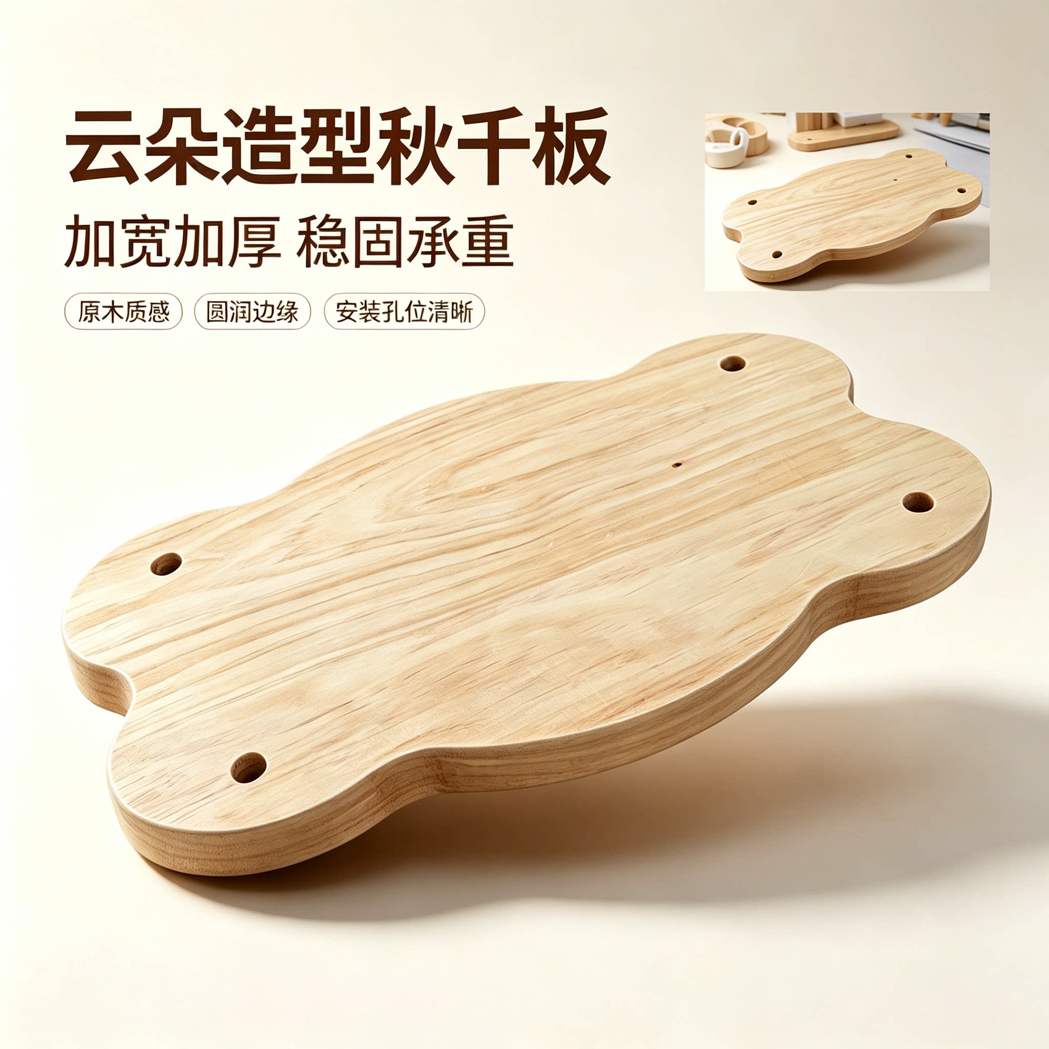 映鹿实木秋千板加厚承重DIY