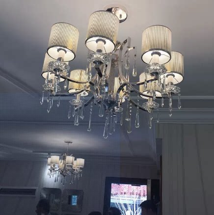 客厅吊灯现代简约卧室布艺餐厅恒大水晶灯轻奢创意欧式样板房灯具