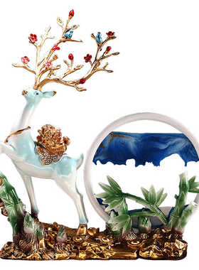 招财鹿家居沙漏摆件创意