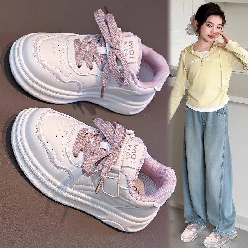 女童鞋子秋季2026新款时尚运动小白鞋儿童中大童板鞋休闲轻便防滑