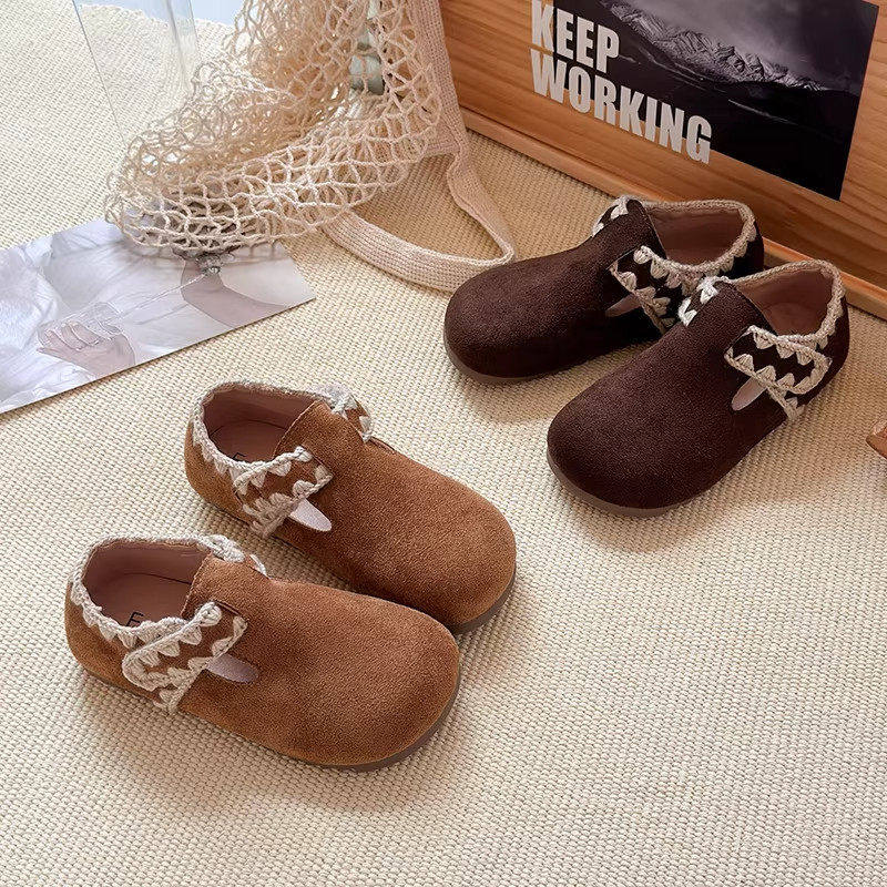 真皮女童勃肯鞋2026新款春秋儿童豆豆鞋女孩皮鞋软底单鞋宝宝鞋子