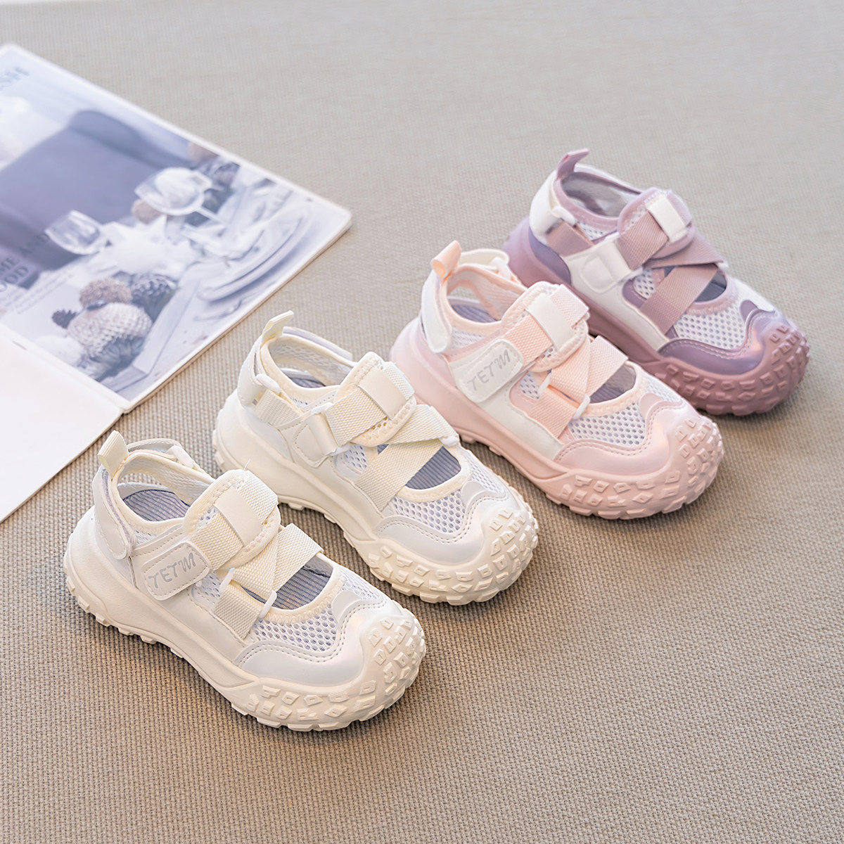 真皮女童凉鞋2026新款夏季软底防滑儿童鞋子女孩公主运动单网鞋