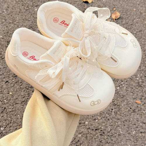 童鞋夏季透气小白鞋女童2026新款网面面包鞋配裙子的鞋德训鞋板鞋
