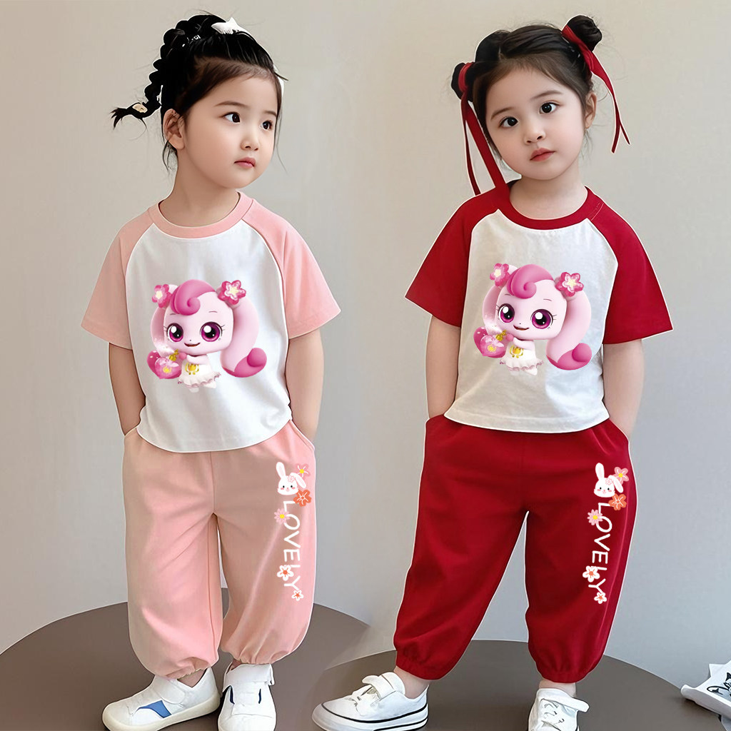 儿童纯棉夏装套装女童2026新款女宝宝外出炸街短袖休闲运动两件套