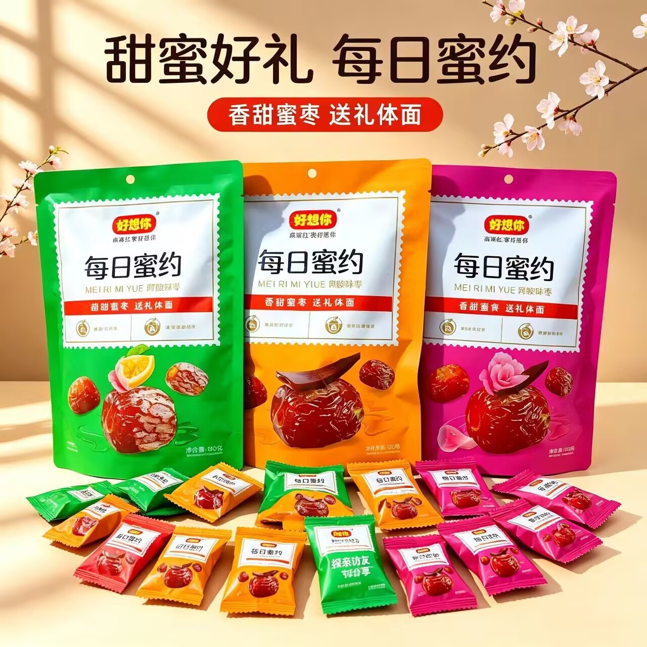 好想你蜜饯每日蜜约200克野酸味阿胶味玫瑰味即食去核独立装零食