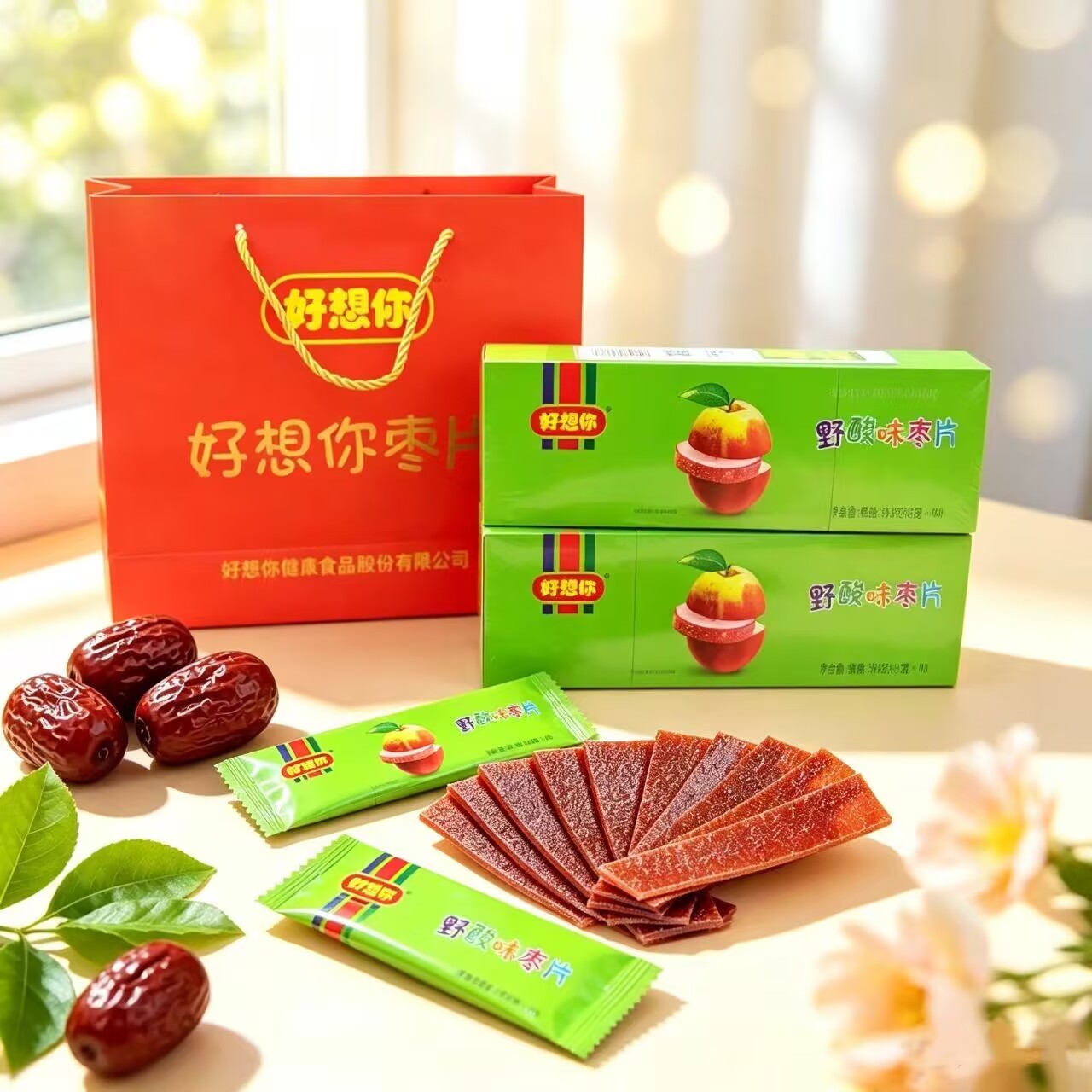 好想你枣片烟盒装野酸味红枣片500g酸枣片泡茶河南新郑送人下午茶