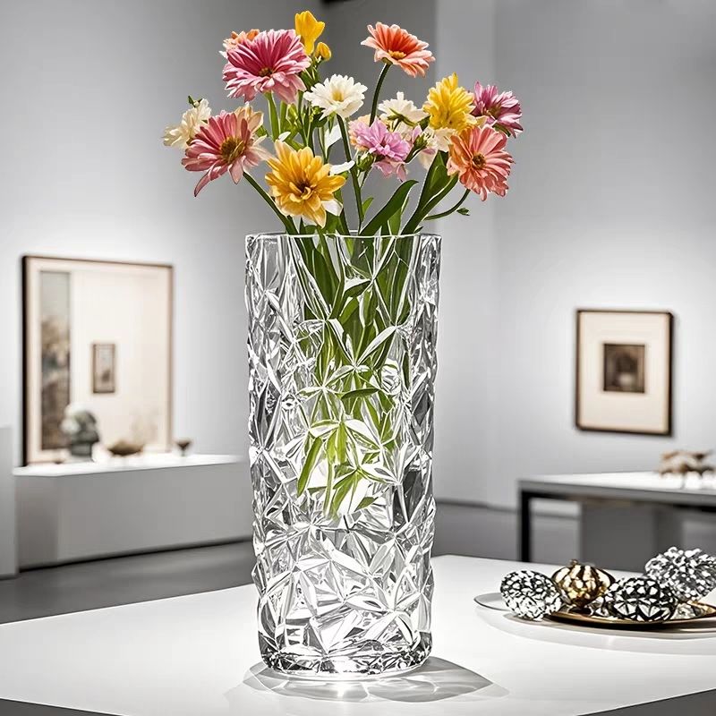 大号直筒玻璃花瓶摆件客厅插花轻奢高级感水养水培富贵竹专用花瓶