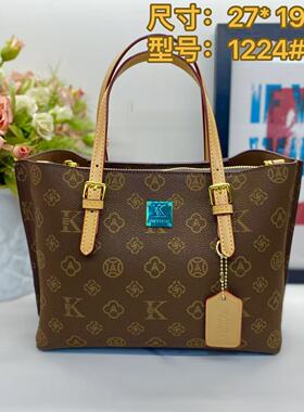 女包2025新款手提包休闲简约风托特包大容量通勤包包老花多层拉链