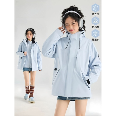 官方正品骆驼同款冲锋衣女三合一防风防水户外进藏徒步男登山服可