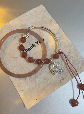 复古铃兰花平安锁半镯手链女轻奢小众精致手串清冷感气质百搭手饰