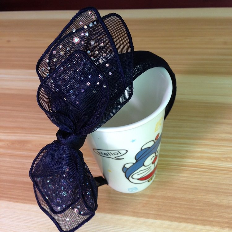 高档蕾丝宽边三层钉珠手工发箍