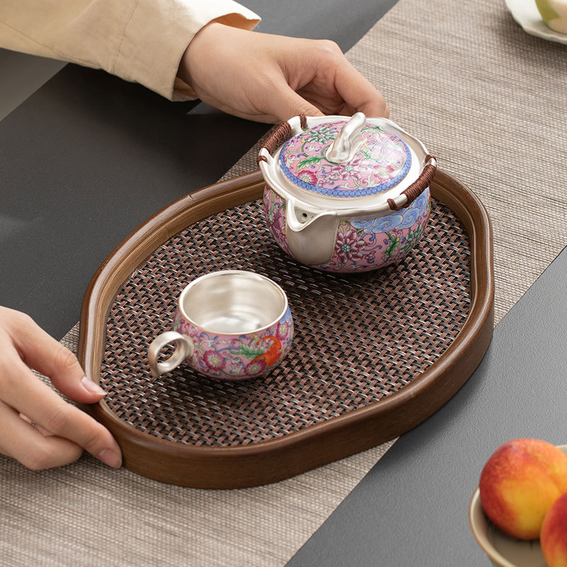 中式竹质如意茶盘面包托盘
