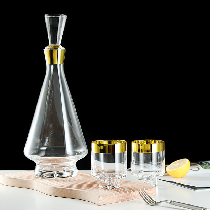 现代意式轻奢酒壶水晶玻璃水具酒具客厅摆件样板房酒柜酒灰色酒杯