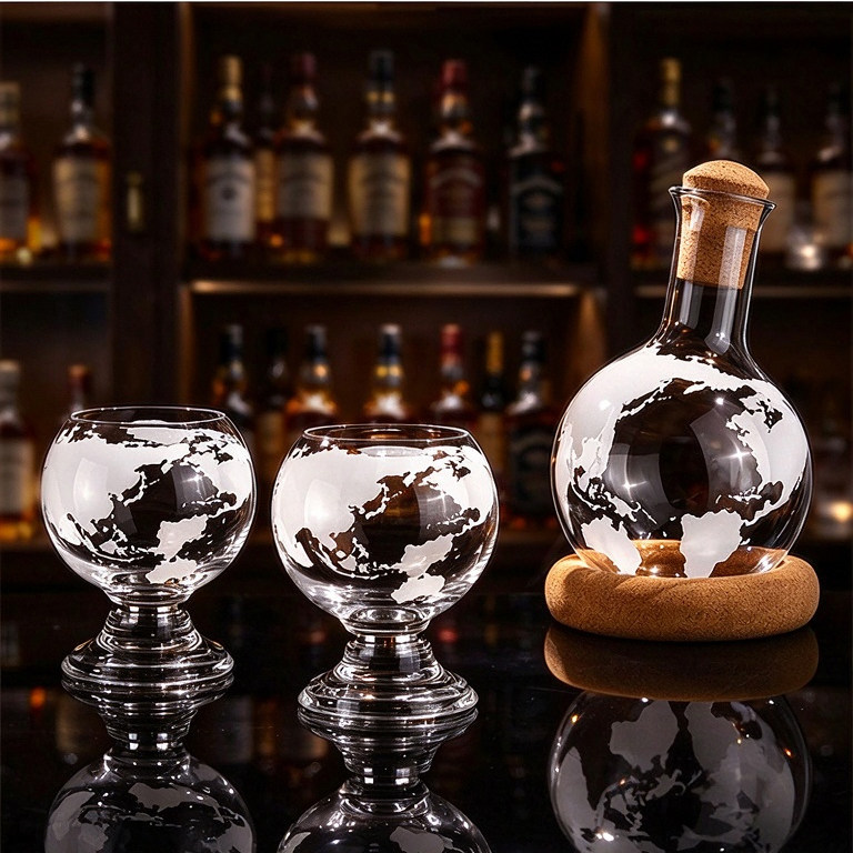 创意旋转地球仪威士忌杯