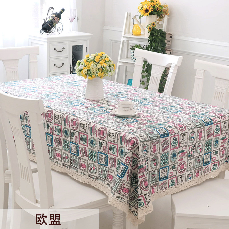 棉麻亚麻风格桌布布艺田园餐桌布小清新长方形茶几盖布圆台布方巾