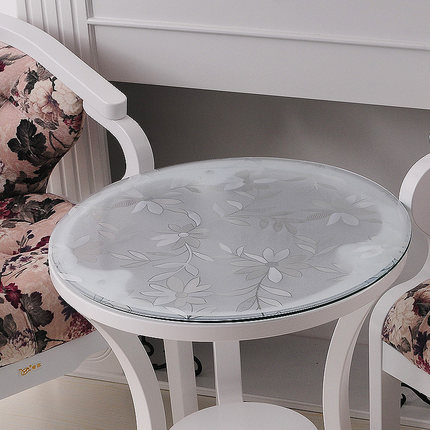 竹月阁软质玻璃圆桌桌布透明磨砂桌垫防水茶几垫免洗PVC水晶板