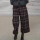 韩国格纹毛呢卷边九分裤 休闲直筒阔腿裤 女士秋冬新款 复古减龄个性