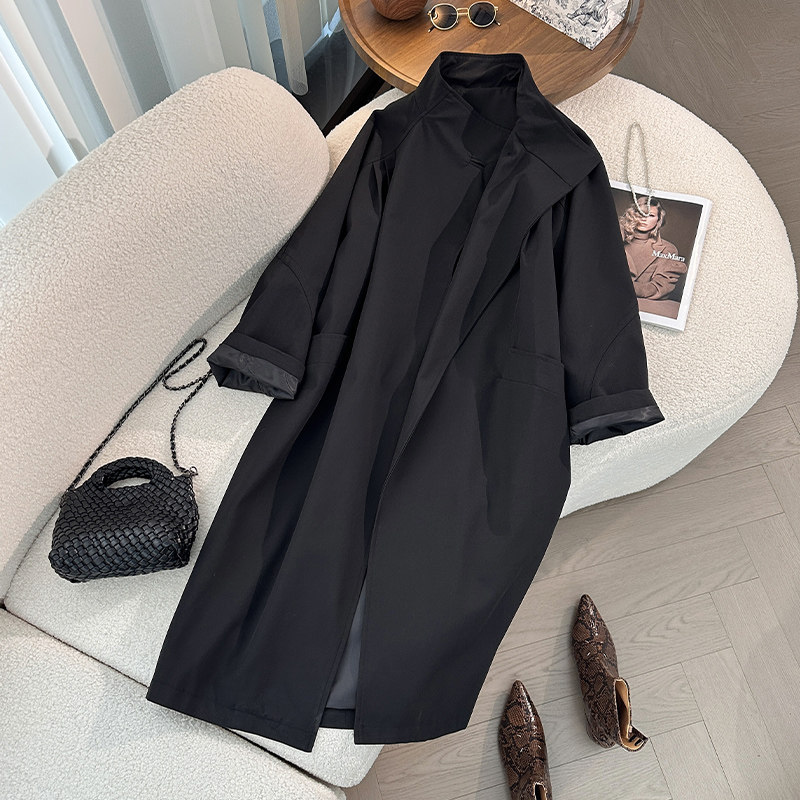 韩国高级感休闲风衣外套女宽松时尚气质高个子长款大衣新款春秋季
