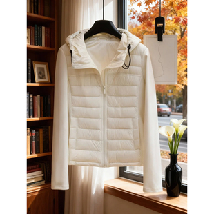 韩国高端90白鸭绒轻薄连帽羽绒服女2025新款修身显瘦短款白色外套