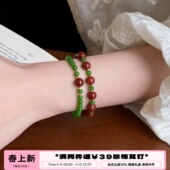 国潮手串撞色气质手链女 天然红玛瑙碧玉玉髓新中式 李大爷 店