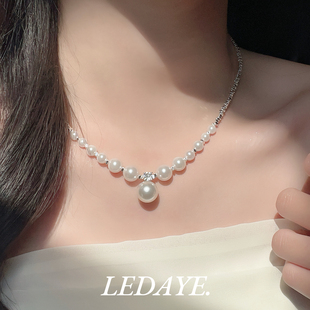 李大爷的店 戴妃珍珠锁骨项链ins风百搭简约轻奢设计感礼物锁骨链
