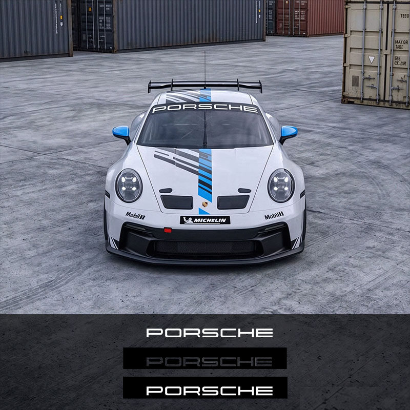 适用保时捷PORSCHE前挡风玻璃遮阳贴纸718 911车贴拉花992GR3GT2