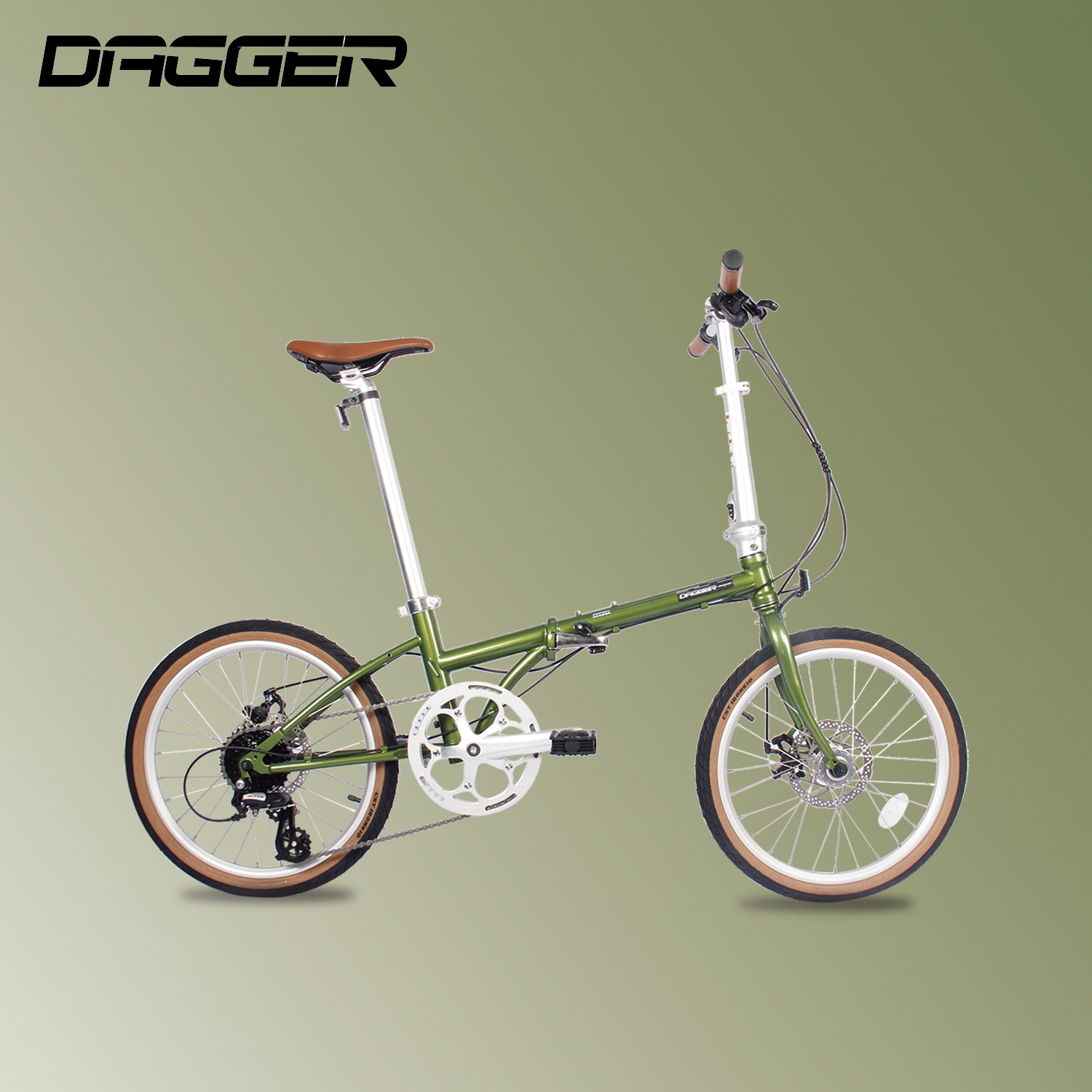 DAGGER 铬钼钢碟刹20寸折叠车便携式折叠自行车8档变速通用单车