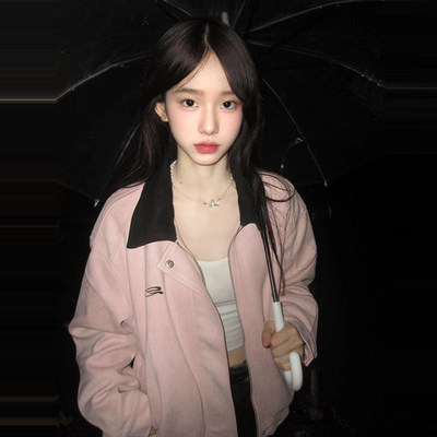 麂皮绒棒球服女2025新款