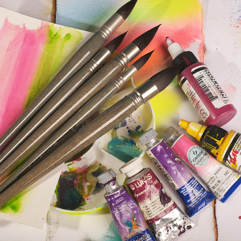 进口ESCODA西班牙笔皇松鼠毛水彩笔圆头软毛约瑟夫同款拖把笔1130