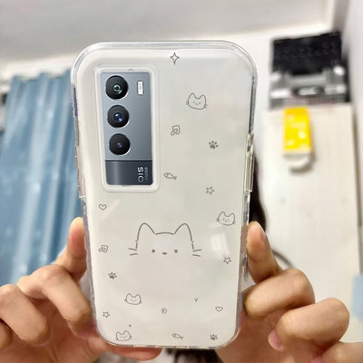 适用于iQOONeo5S手机壳新款小猫头V2154A保护套网红高级感ins风卡通女可爱大孔硅胶软壳全包个性外壳防摔