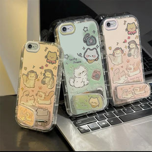 适用苹果6/7/8plus手机壳iPhonex新款镜面12/13mini可爱15Pro防摔16ProMax全包6s满屏猫咪14plus男女11保护套