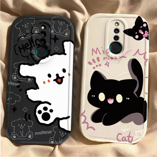 适用红米8手机壳Redmi8保护套M1908C3IE小米新款可爱八液态硅胶全包防摔耐脏软壳直边防尘高级感男女黑猫白狗