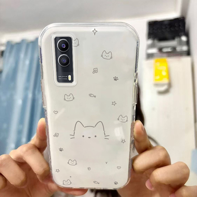 适用于vivoT1X手机壳新款小猫头V2123A保护套日韩高级感ins风卡通女可爱大孔硅胶软壳全包简约创意外壳防摔