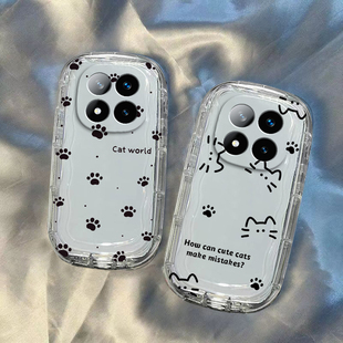 适用红米Note14Pro Redmi14硅胶N0te全包气囊防摔Pr0十Por加Not男女线条猫 手机壳小米RedmiNote14保护套新款