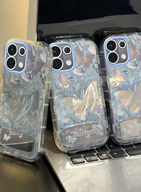 适用于OPPOk12s手机壳k11x/k10pro/k9s/k7新款镜面r17防摔k10活力版羽纱蝴蝶opp全包k7x高级感opor15化妆镜子