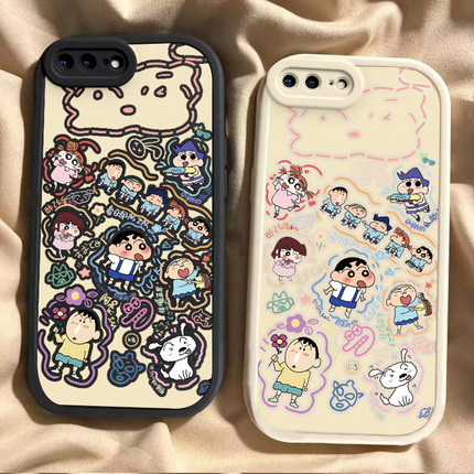 适用苹果6/7/8plus手机壳iPhonex/xr新款硅胶小新小妮12/13mini防摔苹果11/14/15/16ProMax全包6sp女5s套se23