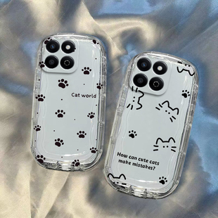 适用荣耀畅玩60plus手机壳畅玩50新款 畅玩40s硅胶防摔40c全包荣耀畅玩30女线条猫30m透明气囊保护套畅玩20pro