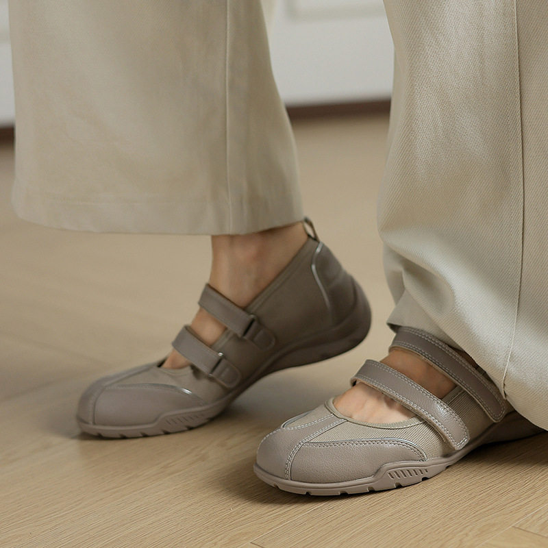 5cm高跟厚底单鞋女浅口魔术贴小个子增高小皮鞋2025运动玛丽珍鞋