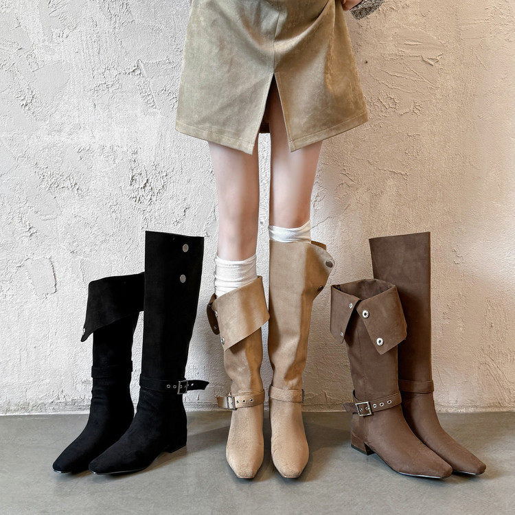 巨好看2025新款复古褶皱堆堆靴长筒靴西部牛仔靴女皮带扣高筒靴,户外/登山/野营/旅行用品,登山鞋/徒步鞋,淘宝优惠券,粉丝福利购,淘宝优惠卷