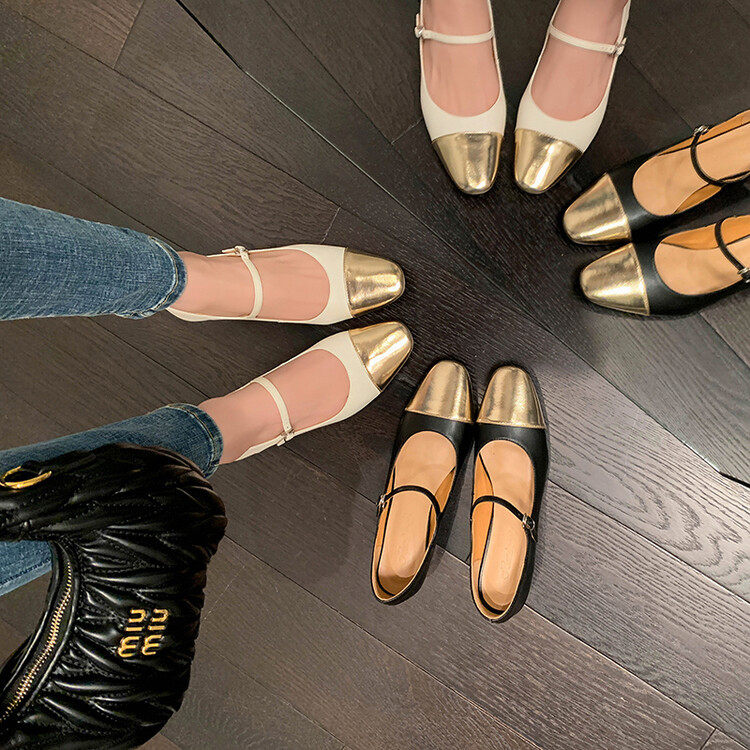 韩版小香风女鞋粗跟圆头搭扣浅口拼色单鞋牛皮简约淑女中跟玛丽珍,运动/瑜伽/健身/球迷用品,广场舞鞋,淘宝优惠券,粉丝福利购,淘宝优惠卷