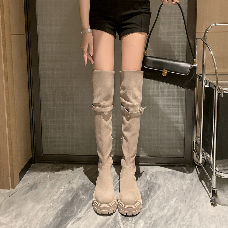 大筒围厚底显瘦长筒高靴子绒面冬季bai搭保暖加绒棉靴过膝羊羔毛,运动鞋new,跑步鞋,淘宝优惠券,粉丝福利购,淘宝优惠卷