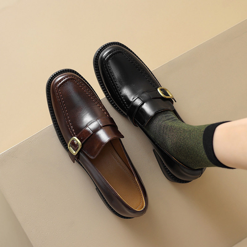 四季可穿复古方头粗跟乐福鞋2023冬季一脚蹬皮带扣加绒保暖毛毛鞋,流行男鞋,马丁靴,淘宝优惠券,粉丝福利购,淘宝优惠卷