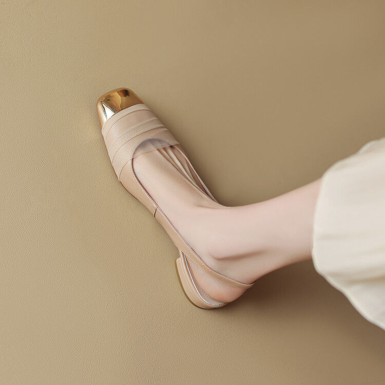 包头凉鞋女夏季仙女风平底温柔鞋真皮法式金属方头低粗跟后空单鞋,流行男鞋,马丁靴,淘宝优惠券,粉丝福利购,淘宝优惠卷