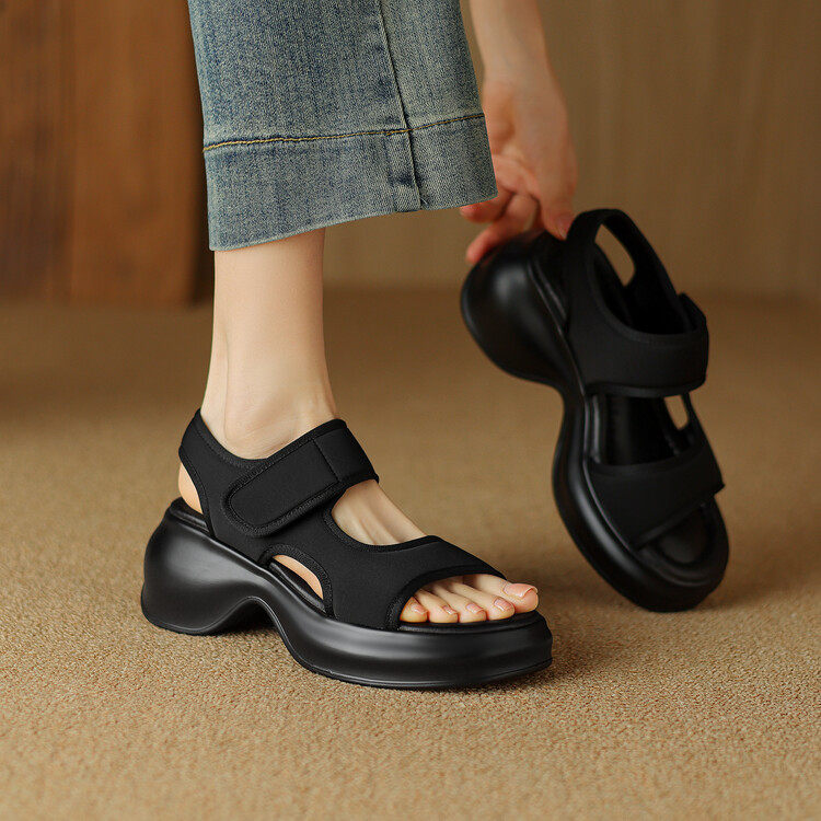 小个子松糕厚底凉鞋女夏新款粗跟露趾魔术贴高跟休闲运动罗马凉鞋,户外/登山/野营/旅行用品,登山鞋/徒步鞋,淘宝优惠券,粉丝福利购,淘宝优惠卷