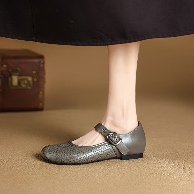 新品圆头浅口编织一字带低粗跟单鞋女2025新款秋季舒适玛丽珍鞋,流行男鞋,马丁靴,淘宝优惠券,粉丝福利购,淘宝优惠卷