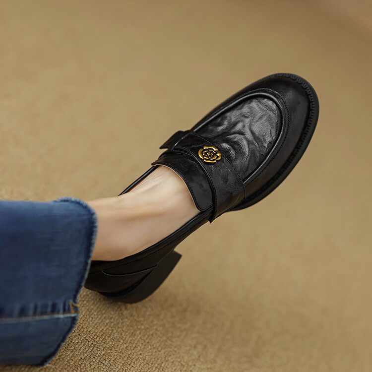 英伦小皮鞋单鞋中跟粗跟山茶花软羊皮乐福鞋女秋冬基础款豆豆鞋,户外/登山/野营/旅行用品,登山鞋/徒步鞋,淘宝优惠券,粉丝福利购,淘宝优惠卷