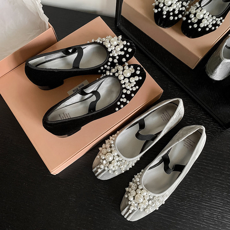 重工手工串珠浅口仙女风圆头浅口单鞋2024秋季贵气精致松紧带女鞋,户外/登山/野营/旅行用品,登山鞋/徒步鞋,淘宝优惠券,粉丝福利购,淘宝优惠卷