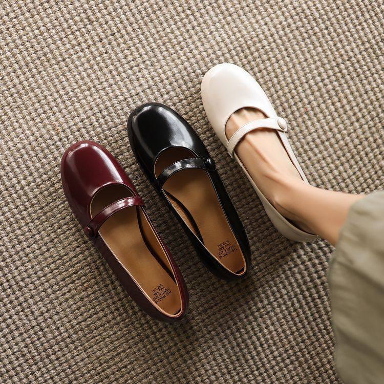 文艺复古风甜美圆头平底玛丽珍单鞋2025春季里外全皮时尚豆豆鞋女,居家布艺,居家婚庆拖鞋,淘宝优惠券,粉丝福利购,淘宝优惠卷