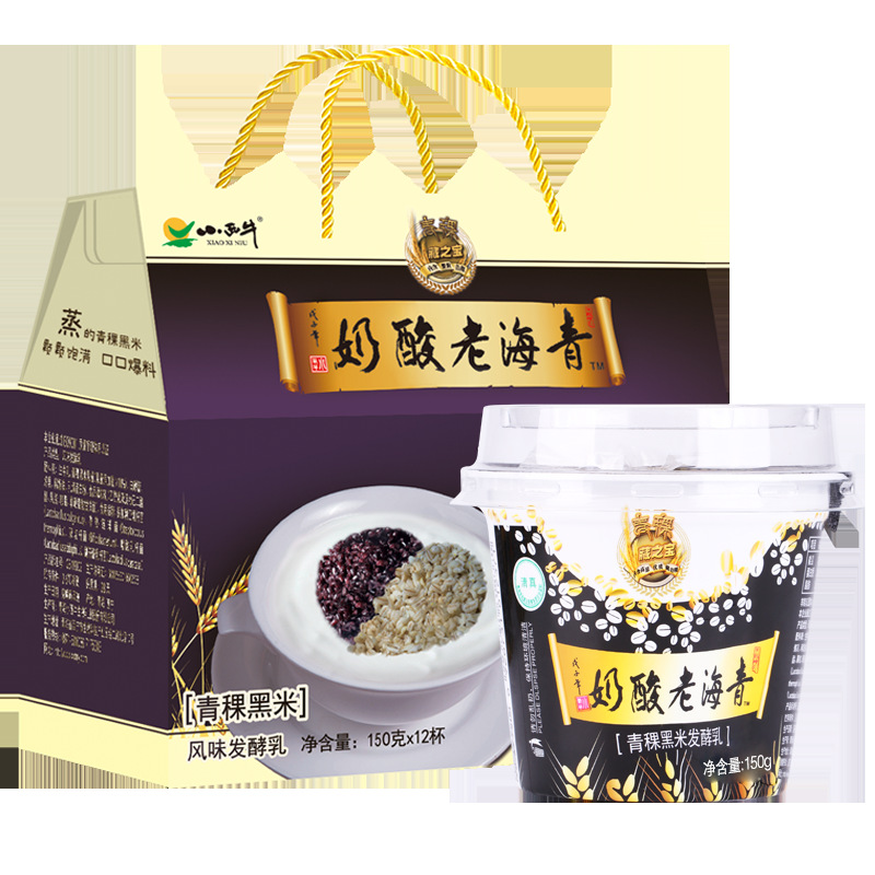 小西牛 青海老酸奶青稞黑米藏之宝高原特产谷物低温老酸奶150gx12