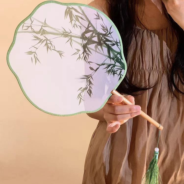 高颜值古风竹子芭蕉扇子女便携舞蹈汉服旗袍夏天新中式国风团扇子